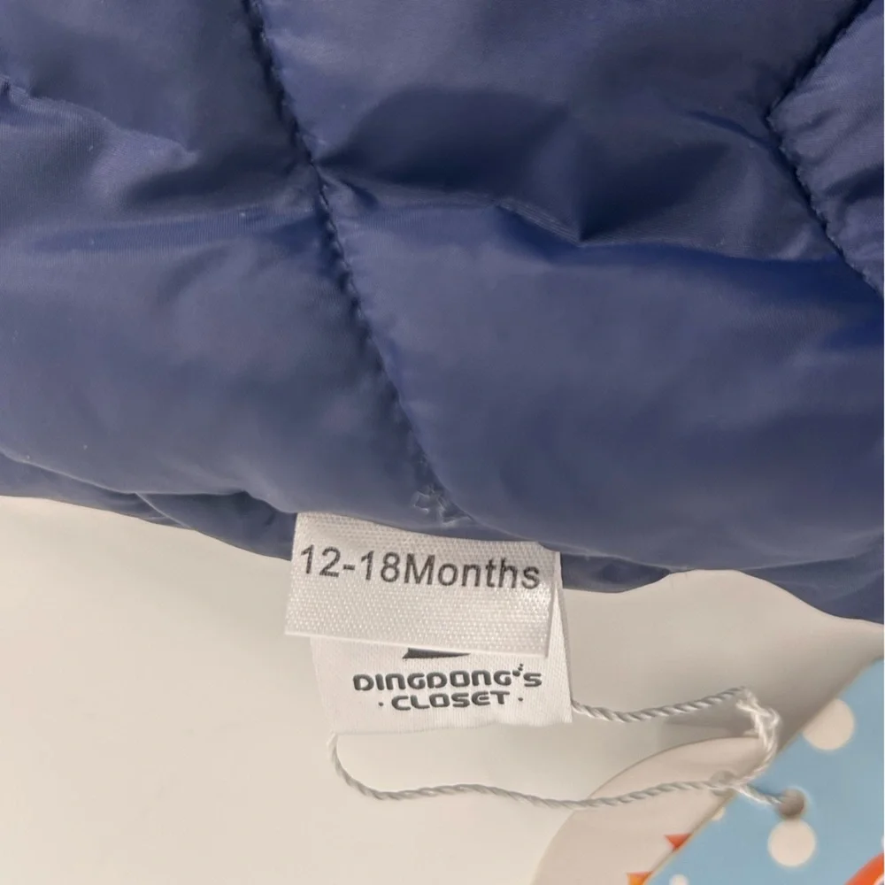 Baby‎ Snowsuit 12-18 Months Blue Hooded Puffer Fleece Lined Winter Bunting